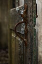 Vintage rusted door handle at Purandar Fort Vajragadh Pune Bombay Mumbai Maharashtra India asia