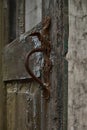 Vintage rusted door handle at Purandar Fort Vajragadh Pune Bombay Mumbai Maharashtra India asia