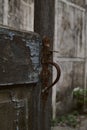 Vintage rusted door handle at Purandar Fort Vajragadh Pune Bombay Mumbai Maharashtra India asia