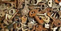 Vintage rusted keys, metal texture