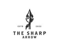 Vintage Rustic Hipster Arrowhead Spear Hunting Logo Design