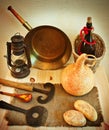 Vintage rustic kitchen utensils Royalty Free Stock Photo