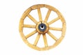 Vintage rustic wooden wagon carriage wheel isolated on white background Royalty Free Stock Photo