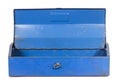 Vintage rusty blue steel tool box isolated