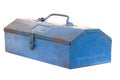 Vintage rusty blue steel tool box isolated Royalty Free Stock Photo