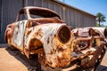 Vintage rusty car wreck in Australian red centre Royalty Free Stock Photo