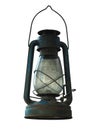 Vintage rusty lantern kerosene old oil lamp isolated over white