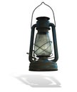 Vintage rusty lantern kerosene old oil lamp over white