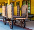 Vintage Rusty Luggage Cart At Retro Train Station Royalty Free Stock Photo