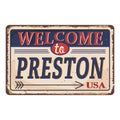 Preston vintage rusty metal sign on a white background, vector illustration Royalty Free Stock Photo