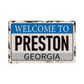Welcome to Preston Georgia vintage rusty metal sign on a white background, vector illustration Royalty Free Stock Photo