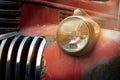 Vintage Rusty Red Truck Car With A New Headlight In The Sunshine
