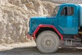 Vintage rusty red truck car with a old headlight Royalty Free Stock Photo