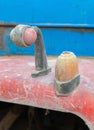 Vintage rusty red truck car with a old headlight Royalty Free Stock Photo