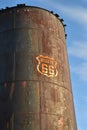 Vintage rusty Route 66 sign painted on metal tank Royalty Free Stock Photo
