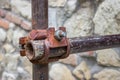 Vintage and rusty scaffolding clamp Royalty Free Stock Photo