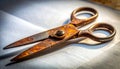 Vintage Rusty Scissors Resting on a Surface Royalty Free Stock Photo
