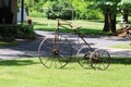 vintage rusty three wheel bicycle bike grass lawn