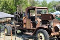 Vintage Rusty Truck Hauling Engine Royalty Free Stock Photo