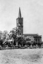 Vintage 1900s Black and White photo of English Gothic style Ohel David Synagogue Royalty Free Stock Photo