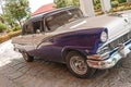 Vintage 1950`s Classic American Cuban Taxi, Metallic Blue and White