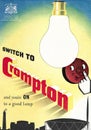 Vintage 1950s Lightbulb Advertising Poster