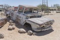 vintage 50\'s pickup car-body worn down by rust in exibition at Solitaire, Namibia