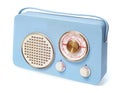 Vintage Blue Radio on White Background