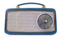 Vintage Blue 1960s Radio on White Royalty Free Stock Photo