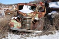 Vintage 1940`s Snow Covered Car