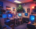 Vintage 90s startup office classic tech posters bulky computers