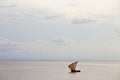 vintage sail boat vintage sailboat in the ocean at sunset pastel colors ocean concept Royalty Free Stock Photo