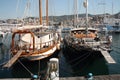 Vintage sailboat moored at the marina of Sestri Ponente.