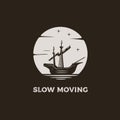 Vintage sailing boat at night logo