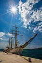 Vintage sailing frigate ship in Montenegro