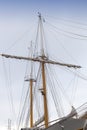 Vintage sailing ship mast and sails Royalty Free Stock Photo