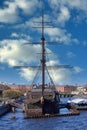 Vintage sailing ship on the Neva River in St. Petersburg Royalty Free Stock Photo