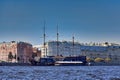 Vintage sailing ship on the Neva River in St. Petersburg Royalty Free Stock Photo