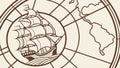 Vintage Sailing Ship on Old World Map, vector design Generative AI Royalty Free Stock Photo