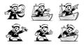 Happy Sailor Character Poses Set Royalty Free Stock Photo