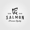 Vintage salmon fish logo retro seafood label