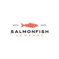 Vintage salmon fish seafood logo design vector