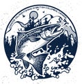 Vintage salmon fishing emblems