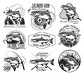 Vintage salmon fishing emblems