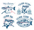 Vintage salmon fishing emblems