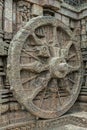 Vintage Sandstone carvings and artwork on the walls of the Konark Sun Temple Royalty Free Stock Photo