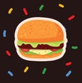 Vintage Sandwiches Poster. Vector illustration on the bright background