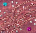 Vintage sari fabric with embellishments. Royalty Free Stock Photo