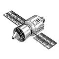 vintage satellite illustration space engineering, technology, explorations, and communications Royalty Free Stock Photo