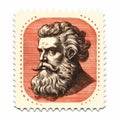 Vintage Satyr Stamp: Isolated Old Print On White Background